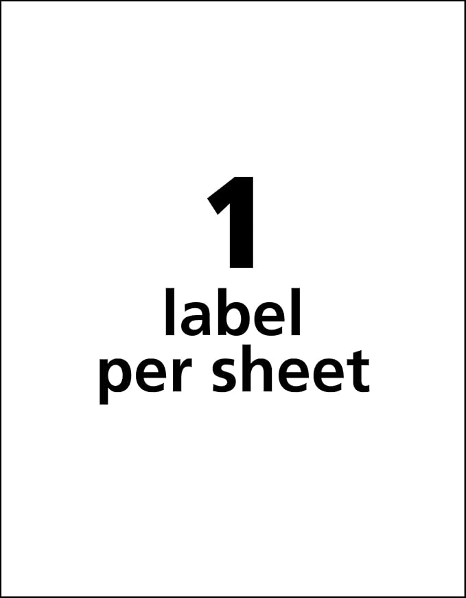 Avery Durable White Cover Up ID Labels for Laser Printers, 8.5" x 11", Pack of 50 (6575)