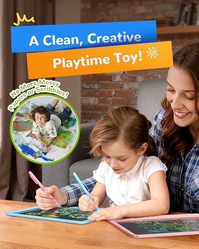 KOKODI LCD Writing Tablet, 12 Inch Colorful Toddler Doodle Board Drawing Tablet, Erasable Reusable Electronic Drawing Pads, Educational and Learning Toy for 3-6 Years Old Boy and Girls(Blue)