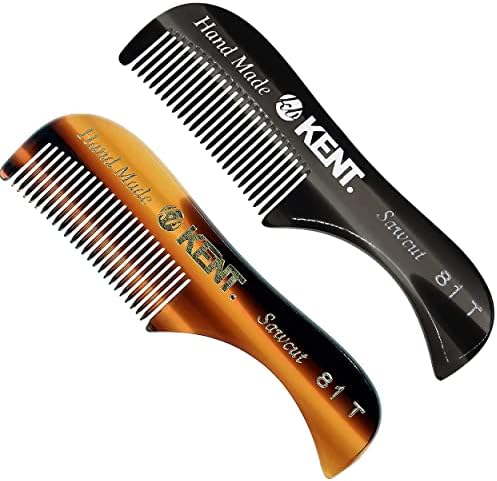 Kent A 81T Bundle X-Small Gentleman's Beard and Mustache Pocket Comb, Fine Toothed Pocket Size for Facial Hair Grooming and Styling. Saw-cut of Cellulose Acetate, Hand Polished. Hand-Made in England