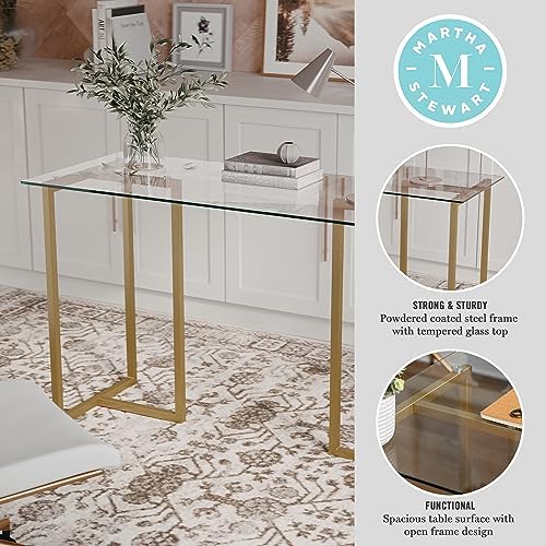 Martha Stewart Eli Glass Top Home Office Desk,