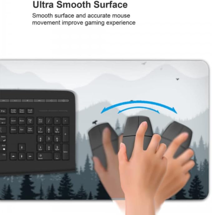 XXL Gaming Mouse Pad 35x17 Inch, Misty Forest Landscape Desk Mat Extended | Large Extended Mouse Pad with Non-Slip Rubber Base, Waterproof Keyboard Mat for Gaming, Office, Laptop & Desktop Setup