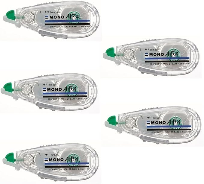 Tombow CT-CAX4-5P Pencil Correction Tape MONO Mono Air Refill Type, 0.17 inches (4.2 mm), 5 Pieces