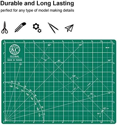 KC GLOBAL A4 (12"x9") Self-Healing Cutting Mat (Dark Green) - Sturdy, Reversible, Eco-Friendly, Non-Slip. Premium Desk Mat for Crafters, Quilters, and Hobbyist