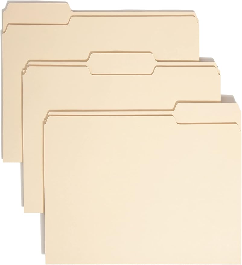 Smead 100% Recycled File Folder, 1/3-Cut Tab, Letter Size, Manila, 100 Per Box (10339)