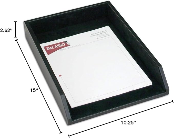 Dacasso Chocolate Brown Leather Letter Tray, Legal Size