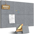 JBER Felt Bulletin Board 36" x 24", 6 Pack Felt Wall Tiles, Light Gray