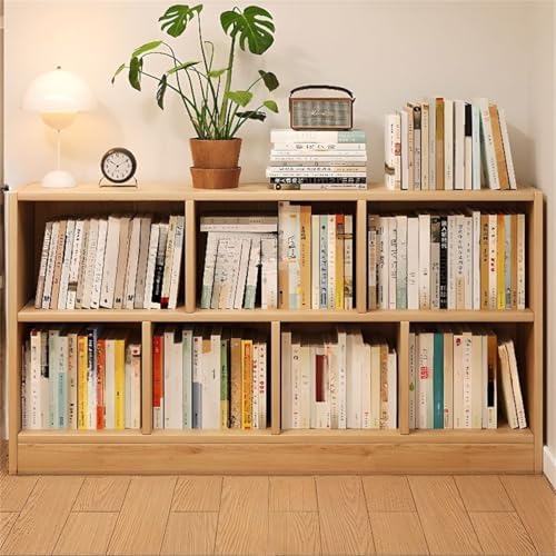 Lumber Organizer Shelf 3/4 Shelves, Lateral Filing or Vertical, Closed Back Floor-Standing Bookshelf Rack Bookcase Cabinet Tiered Shelf Grid Storage Unit Natural 55.1" L x 9.4" W x 31.5" H