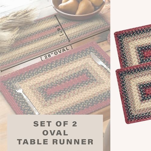 Homespice Highland Jute Braided Table Runner, Oval 8x28 Set of 2