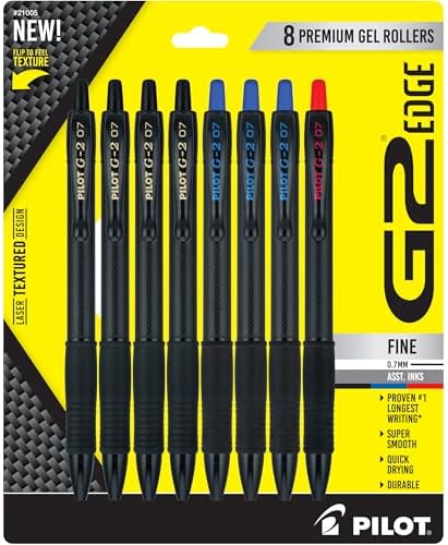 PILOT G2 Edge Black, Blue and Red, 8ct box, Fine Point 0.7 mm