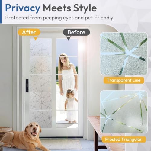 rabbitgoo Static Cling Window Privacy Film, Clear Triangle, 23.6" x 78.7"