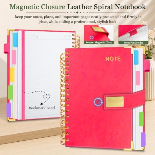 5 Subject Spiral Notebook with Pocket Dividers, 8''x10'' 300 Pages Notebook