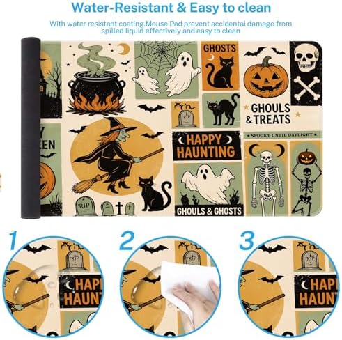 Britimes Large Mouse Pad, Mouse Pad, 31.5 x 15.7 Inch, Halloween Vintage