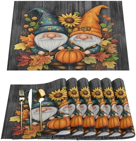 Placemats Set of 6 Washable Linen Place Mats Cloth Table Mats 12x18 Inch