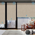 SmartWings Motorized Smart Roller Shades, 100% Blackout Linen Caramel