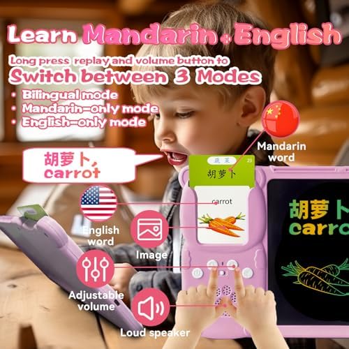Writing Drawing Tablet with Talking Flash Cards - Chinese Pink