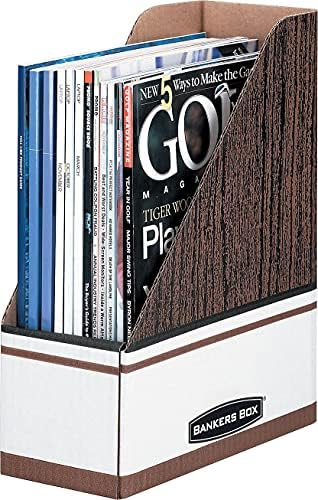 Bankers Box 12-Pack Magazine File Holders, 4" x 9" x 11-1/2", Wood Grain | Keep catalogs, folders, and projects upright, visible, and easy to grab with sturdy corrugated magazine files.