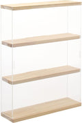 NONEMEY Clear Acrylic Display Case Stand with Wood Base 3 Tier Storage Box Wall Mount Showcase Dustproof Organizer Box for Collectibles (3Tier 12×3.3×15inch)