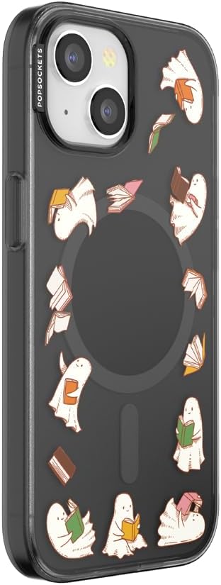 PopSockets iPhone 15 Phone Case with MagSafe- Spooky Book Club | Magnetic, Wireless Charging, Camera & Drop Protection, Witchy, Halloween, Horror