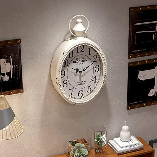Menterry Small Retro Oval Wall Clock Antique Old Design,White Vintage Style