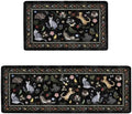 Ghost Black Cat Halloween Kitchen Rugs and Mats Set of 2, (17"x47"+17"x30") Gothic Cute Spooky Season Pumpkin Trick Or Treat Non Skid Washable Runner Rugs for Home Decor Decorations and Accessories