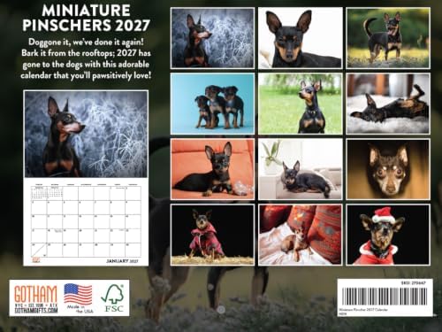 Miniature Pinscher Calendar 2027 Monthly Wall Calender 12 Month