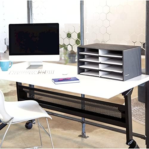 Bankers Box Literature Sorter, Letter, Black/White Brocade | Turn paper piles into organized workflows with durable compartments that keep mail, forms, and projects easy to find.