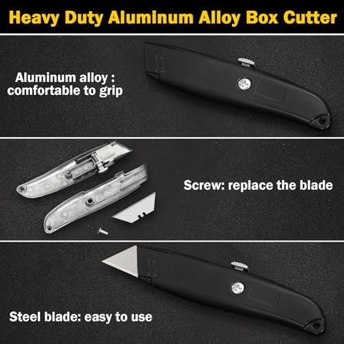 Reginary 30 Pcs Box Cutters Bulk, Utility Knives, Black