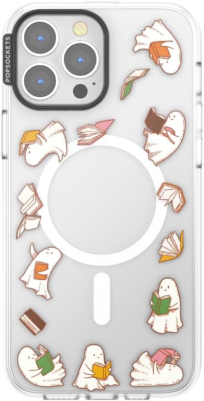 PopSockets iPhone 13 Pro Max Phone Case with MagSafe, Wireless Charging Compatible, Bookish - Spooky Book Club