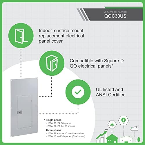 Square D - QOC30US 30-Space Load Center Surface Cover,GRAY