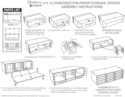 Classroom Keepers 9" x 12" Construction Paper Storage, 15-Slot, White, 9-3/8"H x 29-1/4"W x 12-7/8"D, 1 Unit