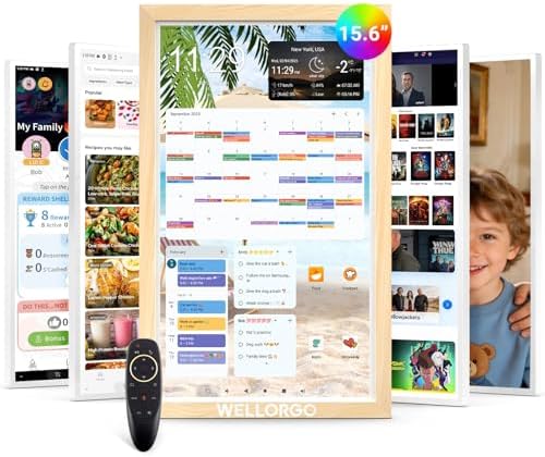 Digital Calendar 2026, 15.6-inch Electronic Calendar for Wall, Touch Screen Smart Digital Planner with Kids' Chores Chart/Meal Plan/Streaming Services/Photo Display, Remote Control Supported