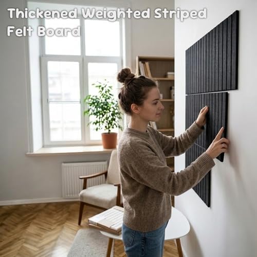 Large Felt Bulletin Board with Self-Adhesive | 6 Pack 36"x24" Cork Board Alternative | Notice Boards with 35 Pushpins, Secure and Easy to Install, Home Office Decor Classroom Decor - Black