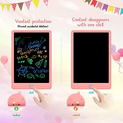 BUKEBU LCD Writing Tablet,12.5 inch Colorful Doodle Board for Kids (Pink)