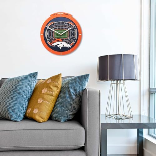 YouTheFan NFL Denver Broncos StadiumView 3D Wall Clock