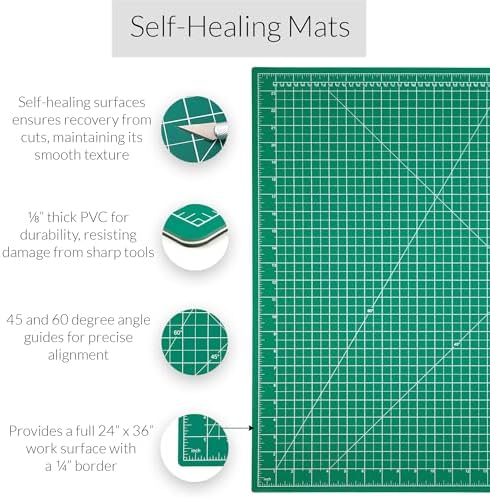 WA Portman Self-Healing Cutting Mat, Crafting Knife, 36'' Metal Ruler Set