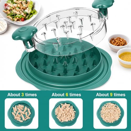 Large Chicken Shredder Tool with Suction Base 2026 – Twist Meat Shredder with Ergonomic Handle & Anti-Slip Grip – Transparent Lid for Easy Shredding Chicken & Beef (Blue)