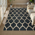 Lahome Moroccan Outdoor Rug 5x7, Easy Jute Black Washable Rugs for Patio Living Room, Geometric Trellis Woven Area Rug Non Slip for Backyard, Thin Non Shedding Farmhouse Carpet for Bedroom