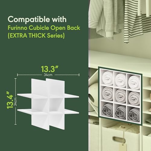 Furinno Cubicle Cube Insert, 9-Compartment Cube Organizer, Fits into Furinno Extra Thick Cubes, for Organizers and Storage, White (Does not fit IKEA Kallax Shelving)
