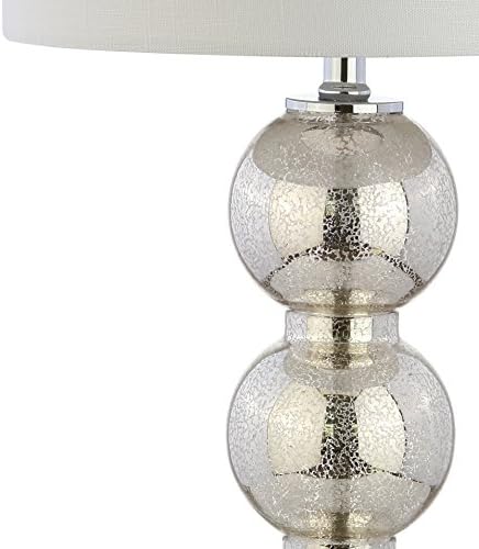 JONATHAN Y Bella 27" Glass Table Lamp, Mercury Silver/Chrome, Set of 2