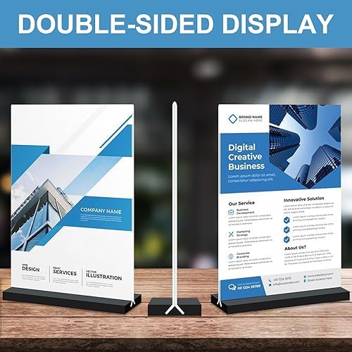 Seencool Acrylic Sign Holder 5x7 - 10Pack Vertical Double Sided Acrylic Sign Stands, Clear Table Menu Display Stand Paper Holder, Plastic Flyer Holder, Vendor Booth Display Items