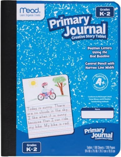 Mead Primary Journal Creative Story Tablet Composition Notebook, 7.5" x 9.75", Grades K-2, 100 Sheets, Color Selected For You (10297) (Pack of 12)