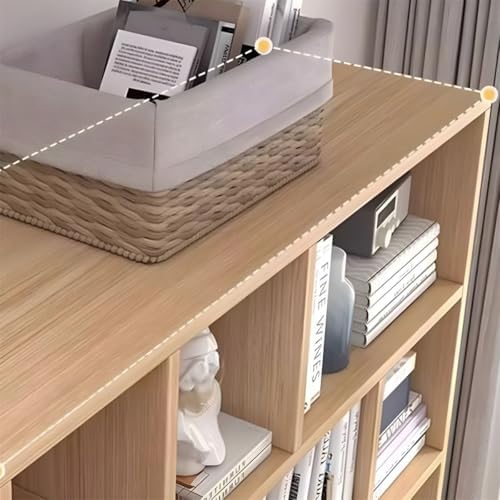 Closed Back Cabinet Wood Standard 9.5'' Wide Bookcase Bookshelf Storage Rack Multi-layered Storage Shelf Cabinet Display Unit Integrated Against the Wall Natural/White 23.6"L x 9.4"W x 70.9"H