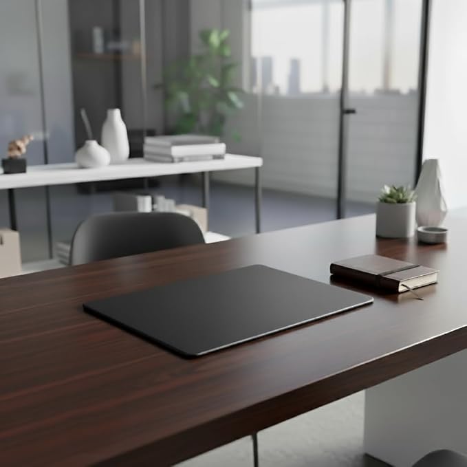 Dacasso Classic Black Leather 14" x 11.5" Luxury Conference Table Pad - Leather Desk Blotter for Writing - Boardroom Organization & Executive Desk Decor