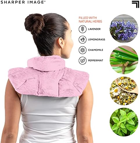 Sharper Image Heated Neck&Shoulder Wrap-Microwavable Warm&Cooling Plush Pad,Scented Aromatherapy (100% Natural Lavender_&Herb Spa Blend),Pain Tension Headache Relief Therapy,Gift for Women (Pack of 8)
