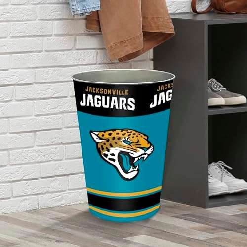FANMATS 34675 NFL - Jacksonville Jaguars Wastebasket | Teal | 15"x10.5"x10.5" | Primary Logo, Helmet, & Wordmark