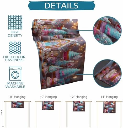 Christmas Table Runner Dresser Scarf 13 x 60 Inch Gingerbread House Gingerbread Man Cake Candy Table Runners Non-Slip Heat Resistant Kitchen Dining Table Decor for Home Holidays Indoor Outdoor