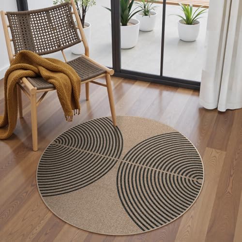 Lahome Modern Rainbow Small Round Rug, 3ft Washable Circle Rug for Doorway
