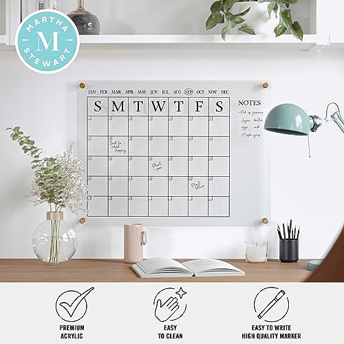 Martha Stewart Grayson Acrylic Wall Calendar with Notes, Clear/Black