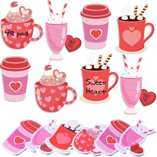 48 Pads 1440 Sheets Valentines Day Sticky Notes Heart Note Pad Self Adhesive Memo Pads Teachers Appreciation Gifts Cute Gifts