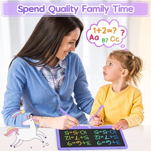 Hockvill LCD Writing Tablet for Kids 12 Inch, Kids Learning Toys Drawing Pad for Girls Boys, Unicorn Doodle Board for Toddlers 3 4 5 6 7 8 Year Old Travel Essentials, Christmas Brithday Gifts for Kids
